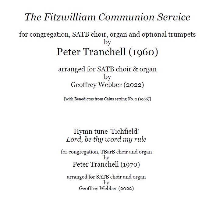 Tranchell (arr Webber) Fitzwilliam Communion Service & Gradual hymn cover image