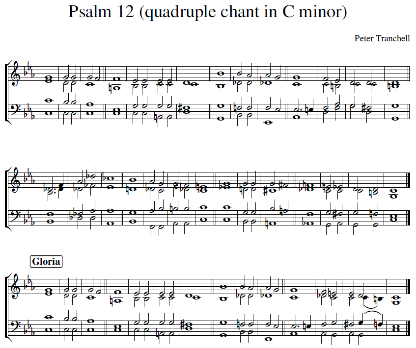 Peter Tranchell Psalm 12 quadruple chant in C minor