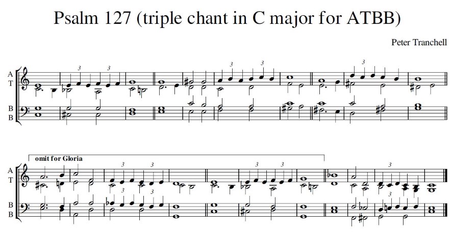 Peter Tranchell Psalm 127 triple chant in C major
