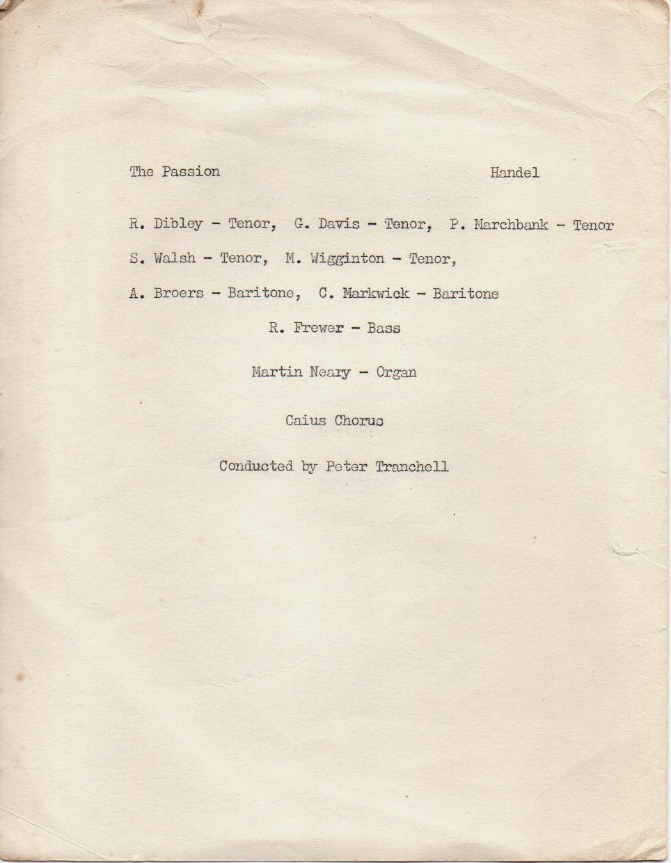 Programme for GONVILLE AND CAIUS COLLEGE LENT TERM CONCERT 1962 page 2