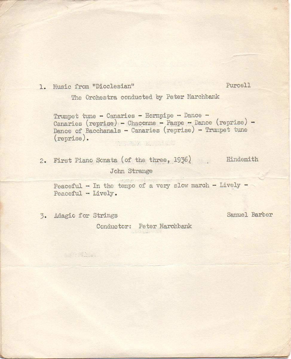 Gonville and Caius College Christmas Concert 2nd December 1963 page 2
