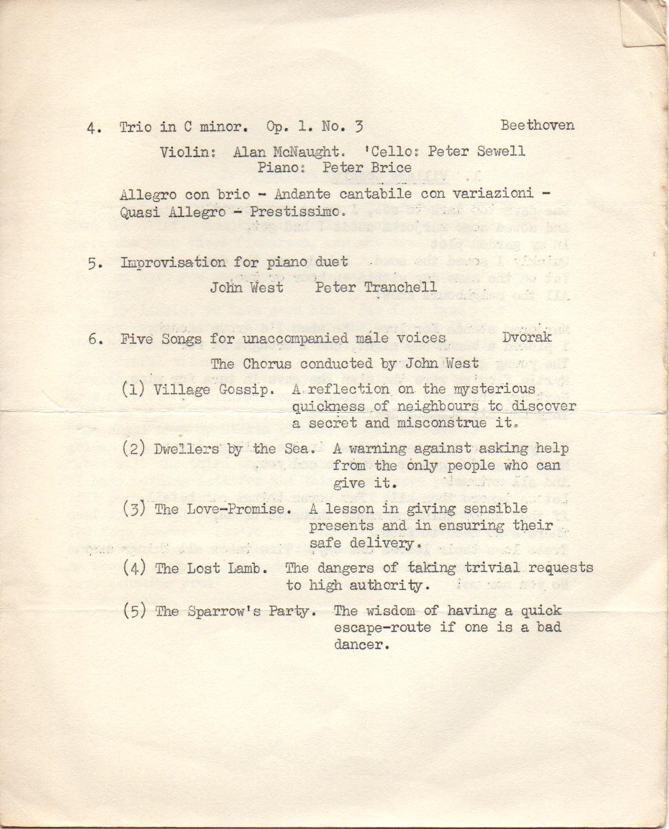 Gonville and Caius College Christmas Concert 2nd December 1963 page 3