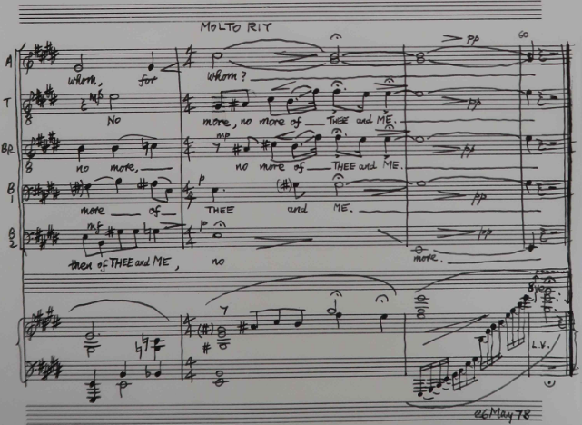 extract from the original score of Tranchell No More of Thee and Me