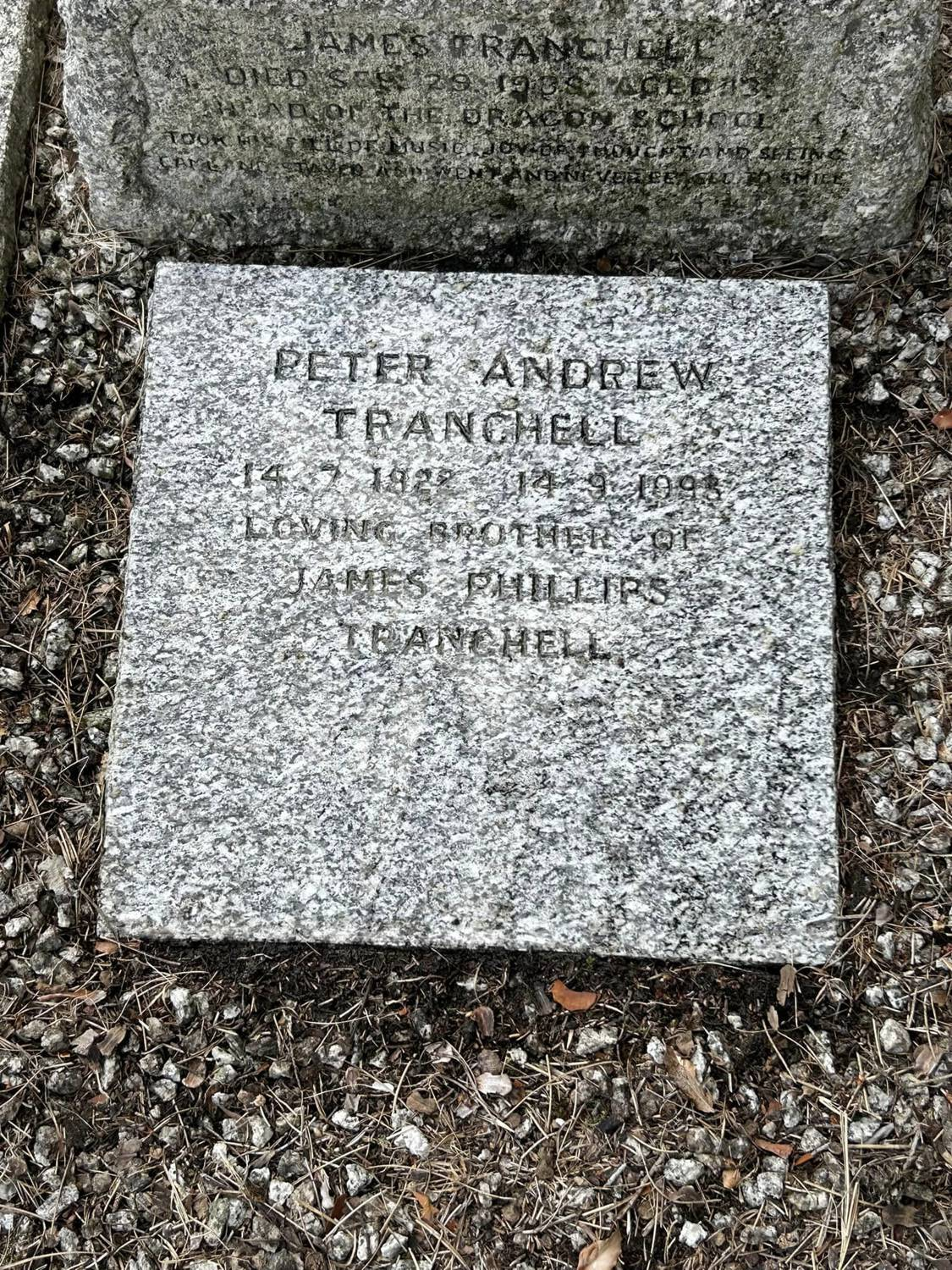 Peter Tranchell's headstone