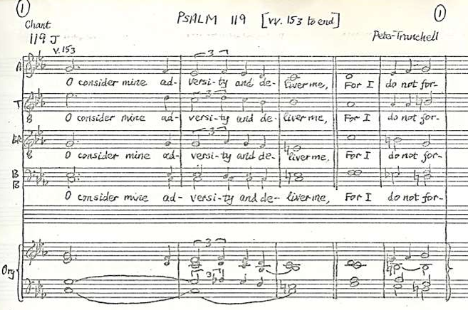  Preview image of the first few bars of Peter Tranchell's quadruple chant setting for Psalm 119 verses 153 to end