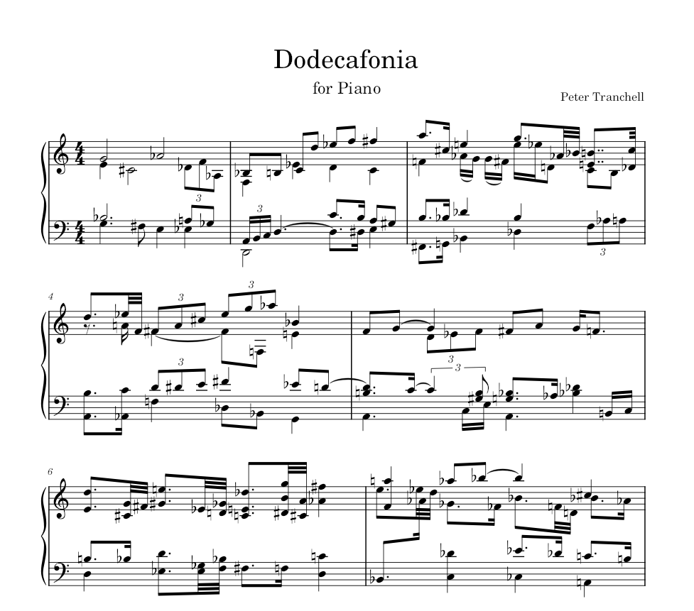 Preview image of first page of typeset score of Dodecafonia by Peter Tranchell