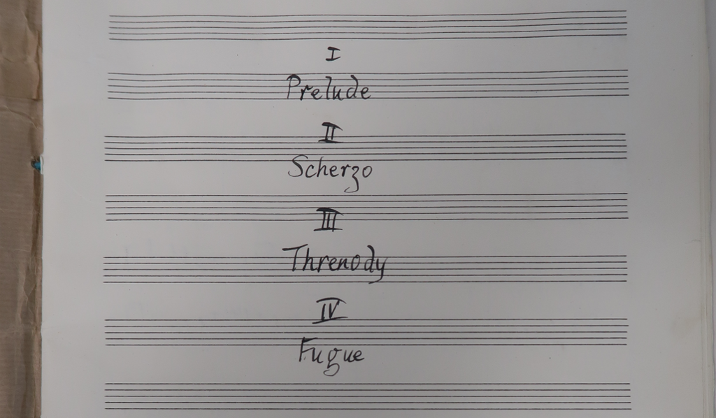 Original inside cover of Peter Tranchell's 1950 Organ Sonata