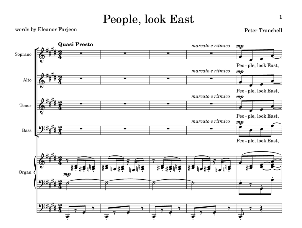 Tranchell People look East score preview