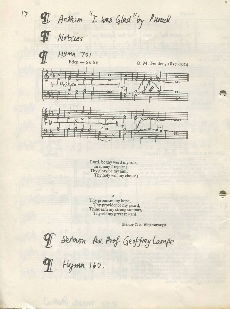 Choir booklet page 16 for Mattins at St. Peter's Church, Brooke, Sunday 22 June 1969