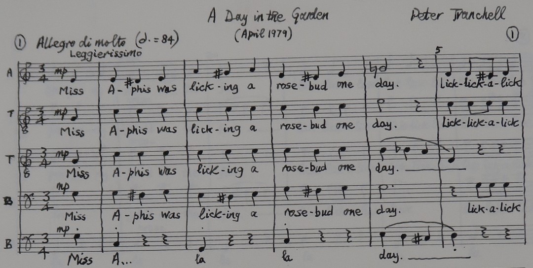 Peter Tranchell: A day in the garden score preview