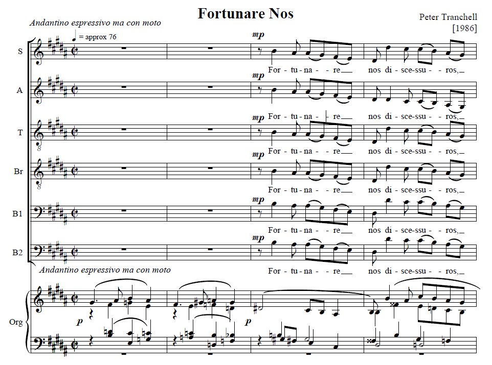 Peter Tranchell Fortunare Nos score preview