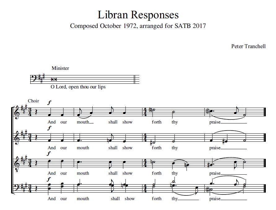 Preview of Tranchell Libran Responses SATB version in A major