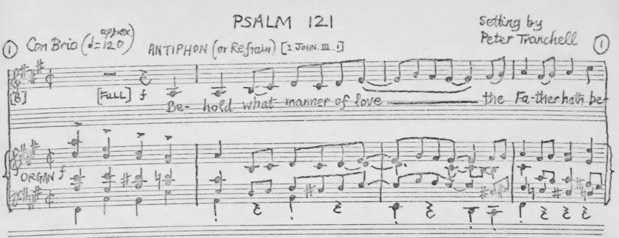 Peter Tranchell Psalm 121 image from original score in A
