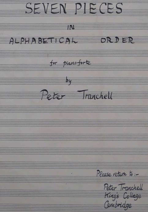 Peter Tranchell Seven Pieces, image of cover sheet