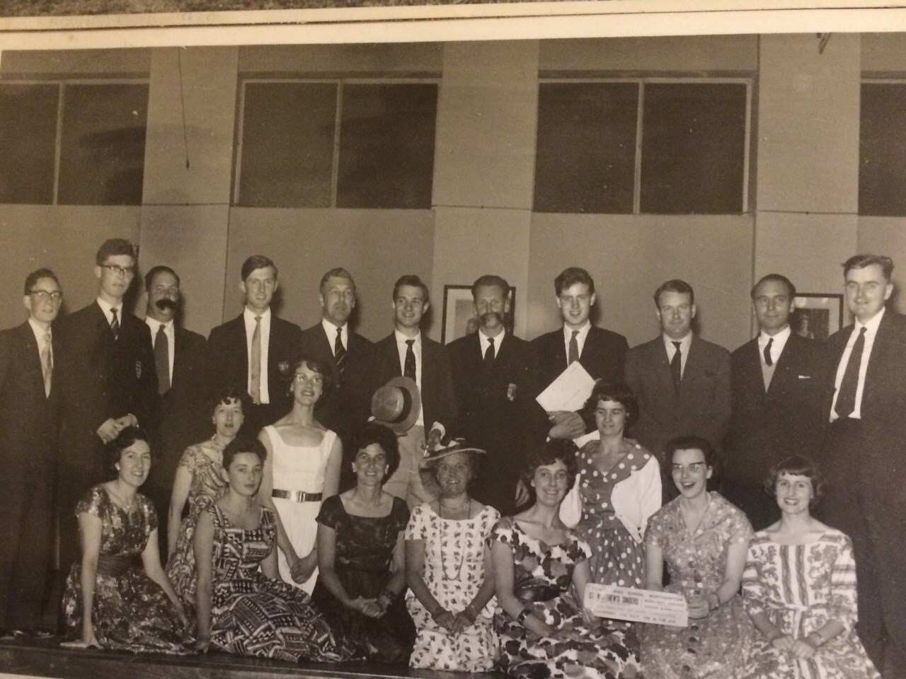 The cast of the 1961 Northampton performance of Daisy Simpkins, with Peter Tranchell and John Bertalot. David White is far left.